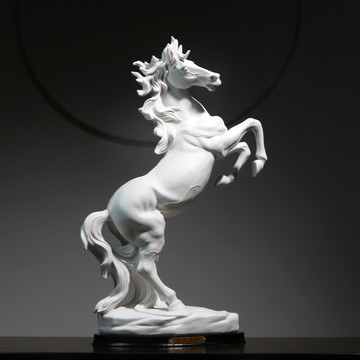 白瓷馬中式酒柜桌面擺件工藝品招財家居電視柜玄關禪意軟裝裝飾品