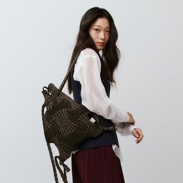 New Bow Backpack - Glitter Black Brown