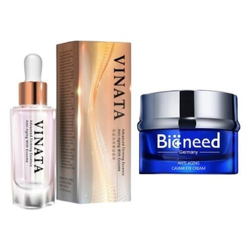 【1+1抗漲配】緊緻抗皺組 德國Bioneed 極致抗皺魚子眼霜30ml*5入+台酒生技酒粕泌液撫紋抗皺精華-TV