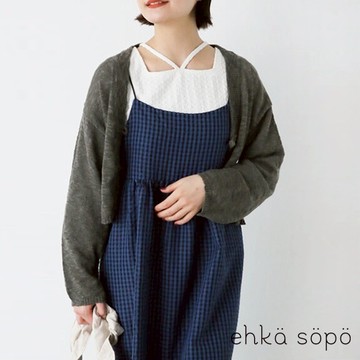 ehka sopo 竹節紗紋理旗袍雙釦設計罩衫(FF42L2D0180)