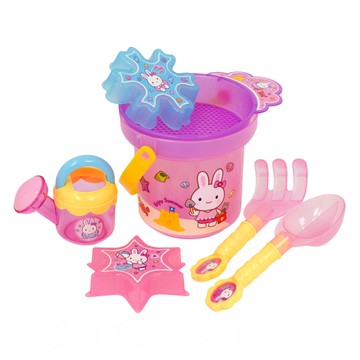 7件式粉紅兔沙灘桶玩沙工具組(沙灘組)(授權)【888便利購】