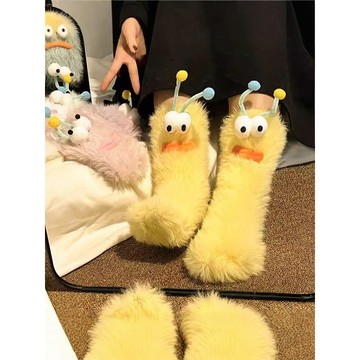 嚴選好物🎁可愛居家醜萌毛絨地闆襪搞怪情侶保暖加厚冬天珊瑚絨毛茸茸睡眠襪 冬季睡覺睡眠襪 居家保暖睡覺襪子 不勒腳不臭腳襪