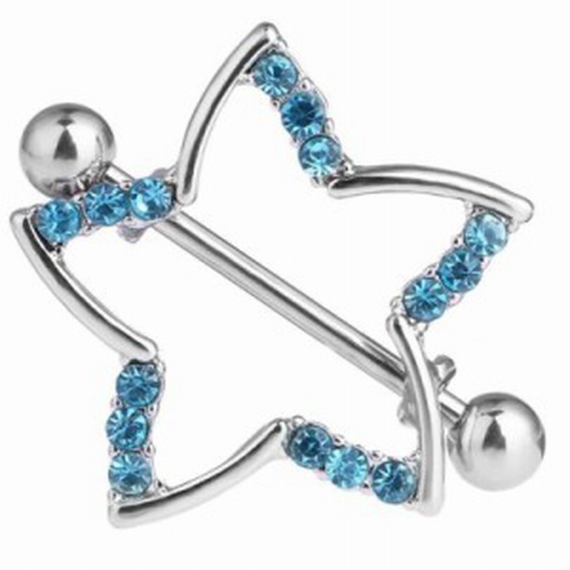 14G ニップル 乳首 ボディピアス] アクアスター ニップルピアス 14 