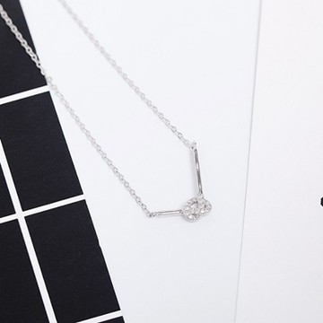 925純銀項鍊 鑲鑽吊墜-V型繩結簡約百搭生日情人節禮物女飾品73gy91【獨家進口】【米蘭精品】