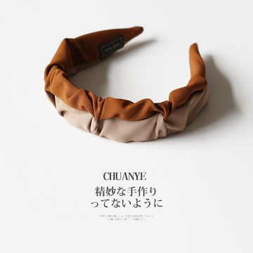 咖色雙拼色發箍ins網紅2022新款頭箍氣質簡約外出百搭發卡女頭飾