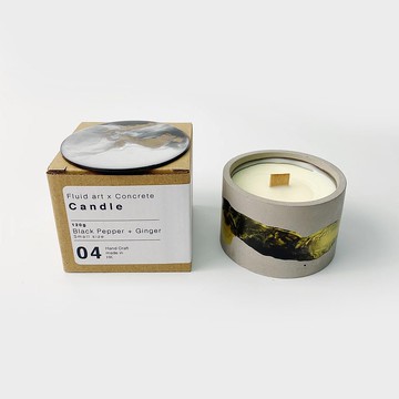 手工製造 I 水泥 x 流體藝術蠟燭 I 黑色