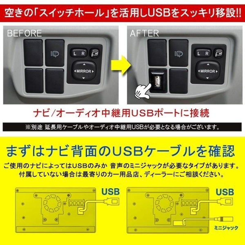 USBポート 車 埋め込み 日産 USB充電器 スイッチホール | LINEショッピング