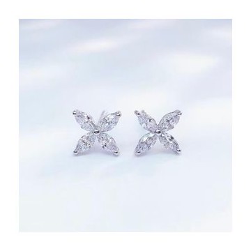 鉅曜 18K 時尚馬眼閃閃鑽石耳環 培育鑽石 耳環 鑽石