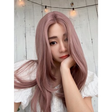台灣現貨 魔髮樂 全頂假髮 長髮 CNU016 白沙灰粉｜T型手織假髮 65cm羽毛剪長髮 前額手織 舒適軟網 化療假髮