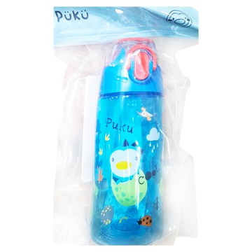 PUKU Tritan掀蓋運動吸管水壺  藍  400ml  1入