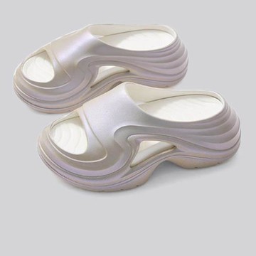 Taroko 時尚銀色女款外出厚底拖鞋(2色可選)