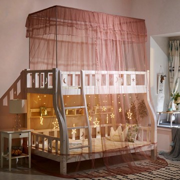 家用蚊帳 月光閣上下床子母床蚊帳上下鋪1.5米一體1.2米兒童床雙層床高低床『XY10893』