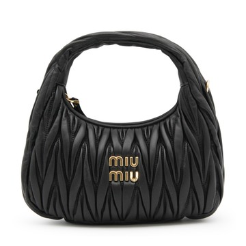 Miu Miu - Black Leather Wander Matelasse' Top Handle Bag