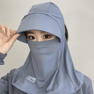 🚀現發直出🥇夏季防曬面罩帽子一體頭套女戶外騎行全臉遮陽防紫外線輕薄透氣