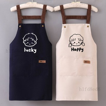 ❤️廚房 圍裙 廚房圍裙 可愛廚房家用防水圍裙帆布做飯工作服美甲餐飲定製logo❤️