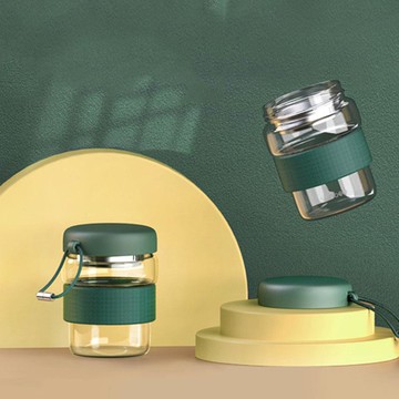 北歐風玻璃杯茶杯帶過濾網夏天水杯隔熱防燙小簡約森系隨手杯便攜