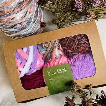 粉紫花卉  DIY材料 多樣材質 毛線6入組合禮盒 / 混線 絨線