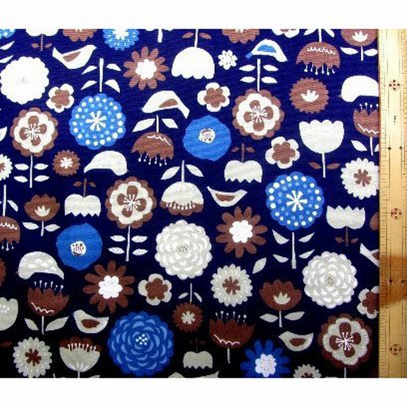 プリント生地 北欧風 花柄 紺 オックス 綿100 生地幅 約108cm Nk 17 通販 Lineポイント最大get Lineショッピング