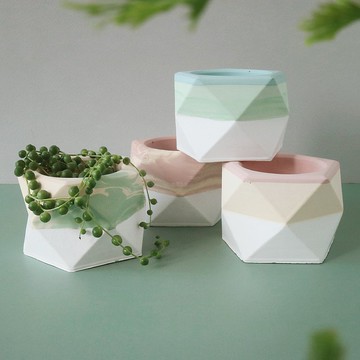 拉花或撞色【五角水泥盆】