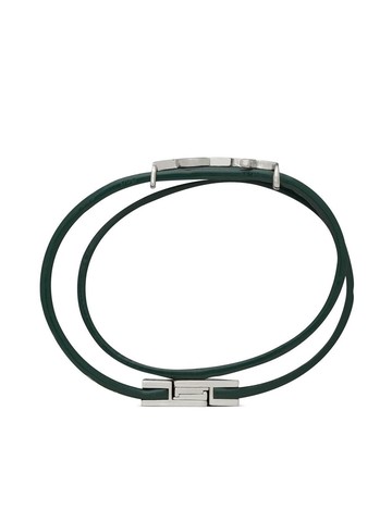 Saint Laurent - snakeskin-effect leather bracelet - men - Calf Leather - S - Green