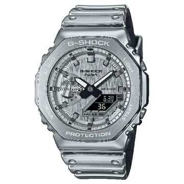 CASIO卡西歐 G-SHOCK  2100 系列 GM-2100YM-8A 八角形金屬錶圈雙顯腕錶 銀色 44.4mm｜樂天領券現折★全館特惠中★指定刷卡回饋10%