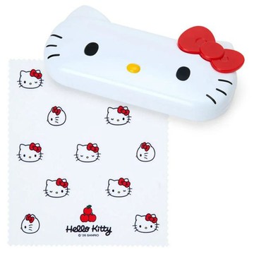 小禮堂 Sanrio 三麗鷗 Hello Kitty 造型眼鏡盒附拭鏡布 (大臉款)