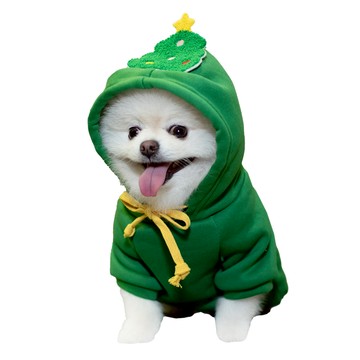 QIDINA 聖誕寵物保暖帽T 寵物衣 E款  L  綠色小樹  1件