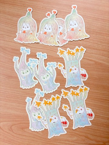 Cyndraw 星星樹琉璃樹愛心樹貓仙光膜防水貼紙特惠組合