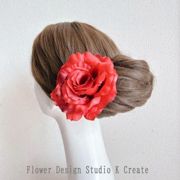 紅色玫瑰髮飾 紅色 鮮紅 碩大 花 佛朗明哥 Floles 花徑 12cm 紅色 鮮紅 薔薇 玫瑰