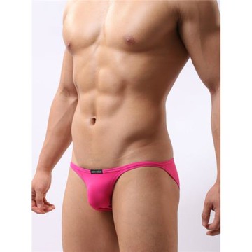 潮男絲滑窄邊高叉三角泳褲純色單層無系繩彈力緊身沙灘褲比基尼男