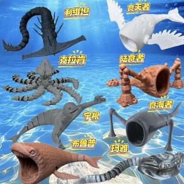 桃園出貨✨【限量深海迷航】3d打印可動史前巨獸海怪玩具瑪雅布魯食海者模型