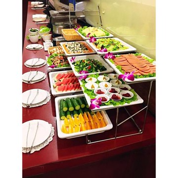 三層多層食物水果點心蛋糕拼盤仿瓷密胺自助餐托盤展示架透明翻蓋