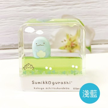 可愛卡通印章 - 水世界飄浮方形印章-小恐龍-淺藍墨水 (3.5x1.2cm)