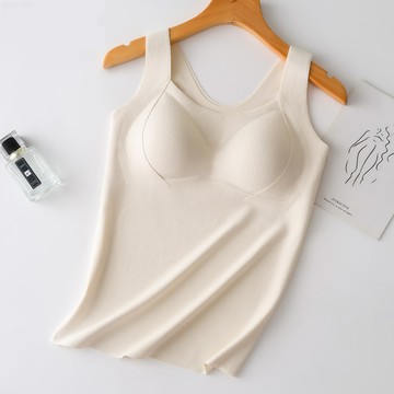 【Amhome】磨毛百搭無痕美背吊帶內搭帶胸墊背心外穿一體式固定杯# 119780  (現貨+預購)