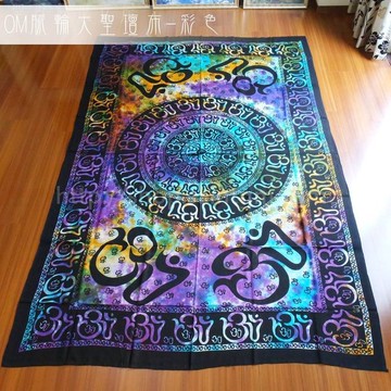 OM脈輪大聖壇布-彩色 (掛毯，窗簾，聖壇布，雙人床單，七脈輪，桌布，桌巾,居家佈置)