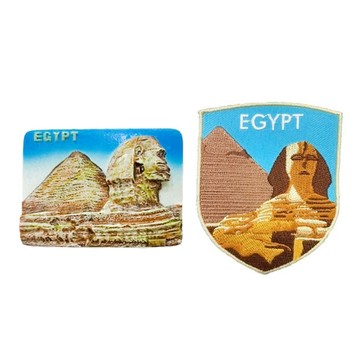 A-ONE 匯旺 埃及人面獅身吉薩金字塔造型立體磁鐵+埃及 金字塔布標【2件組】c42+277  1組  Multicolor combination  7.5 x 6 cm