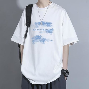 美式短袖t恤男士2024新款夏季純棉大碼潮牌日系復古重磅寬松百搭