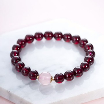 石榴石粉水晶14K包金手鍊 天然水晶手鏈客製禮物