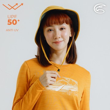 ADISI AH24092抗UV透氣快乾超撥水印花雙面戴漁夫帽 / 薑黃色/渡假椰綠