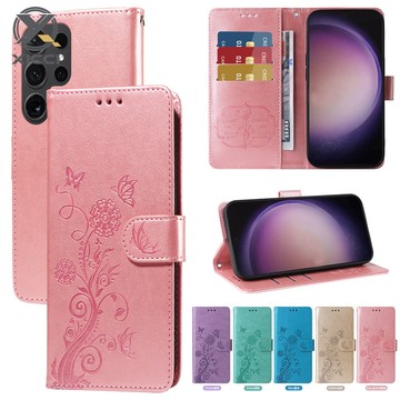 SAMSUNG XICCI 適用於三星 S25 Ultra/S25 Plus/S25/S25 Edge 手機殼花卉壓花蝴