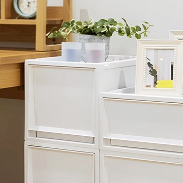 Fits 35面寬單層抽屜收納箱-高30CM-3入-多色可選 典雅白