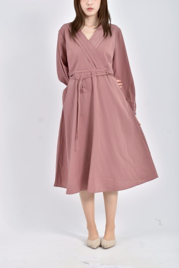 (M) ploy lulu質感長袖粉色洋裝