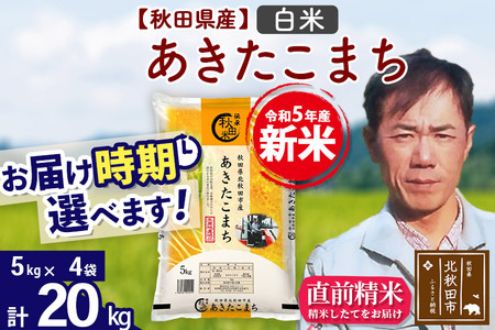 ＜新米＞秋田県産 あきたこまち 20kg(5kg小分け袋)令和5年産 お届け時期選べる お米 みそらファーム 発送時期が選べる