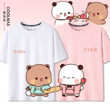 布布和一二卡通表情包周邊情侶裝男女純棉短袖夏季舒適半袖T恤潮