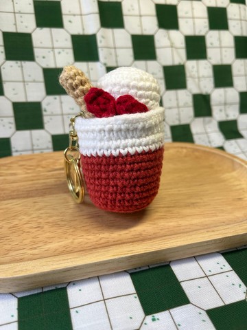 新品茶餐廳系列鉤織紅豆冰匙扣