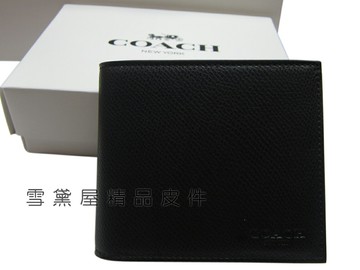 限時 滿3千賺10%點數↘ | ~雪黛屋~COACH 短夾男仕短夾國際正版保證進口防水防刮皮革二折主袋活動證夾品證購證盒塵套提袋現貨即出貨C749741