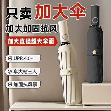 大號雨傘加固加大全自動雨傘摺疊晴雨傘女學生遮陽傘防嗮防紫外綫【無界】