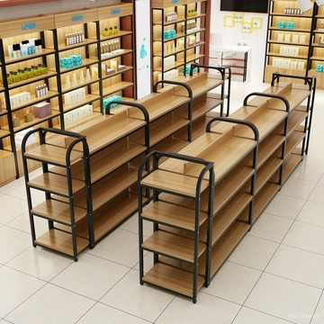 【免運 】超市貨架文具店小賣部零食便利店化妝品展示架自由組閤雙麵中島櫃