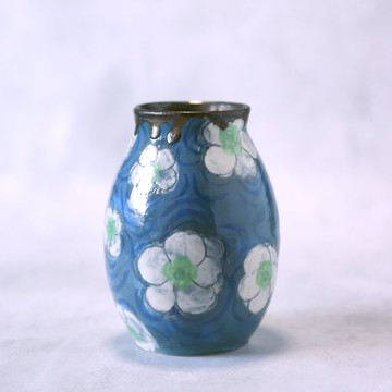 深藍色手繪花紋花器