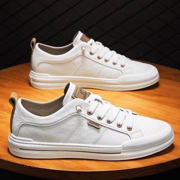 潮牌真皮小白鞋男潮流百搭夏季懶人男鞋薄款透氣韓版春季休閑板鞋